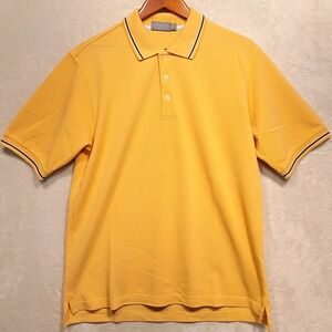 Talbots Mens Soft Cotton Polo Shirt Sz.Medium/Yellow/Striped Edges/Golf-Casual